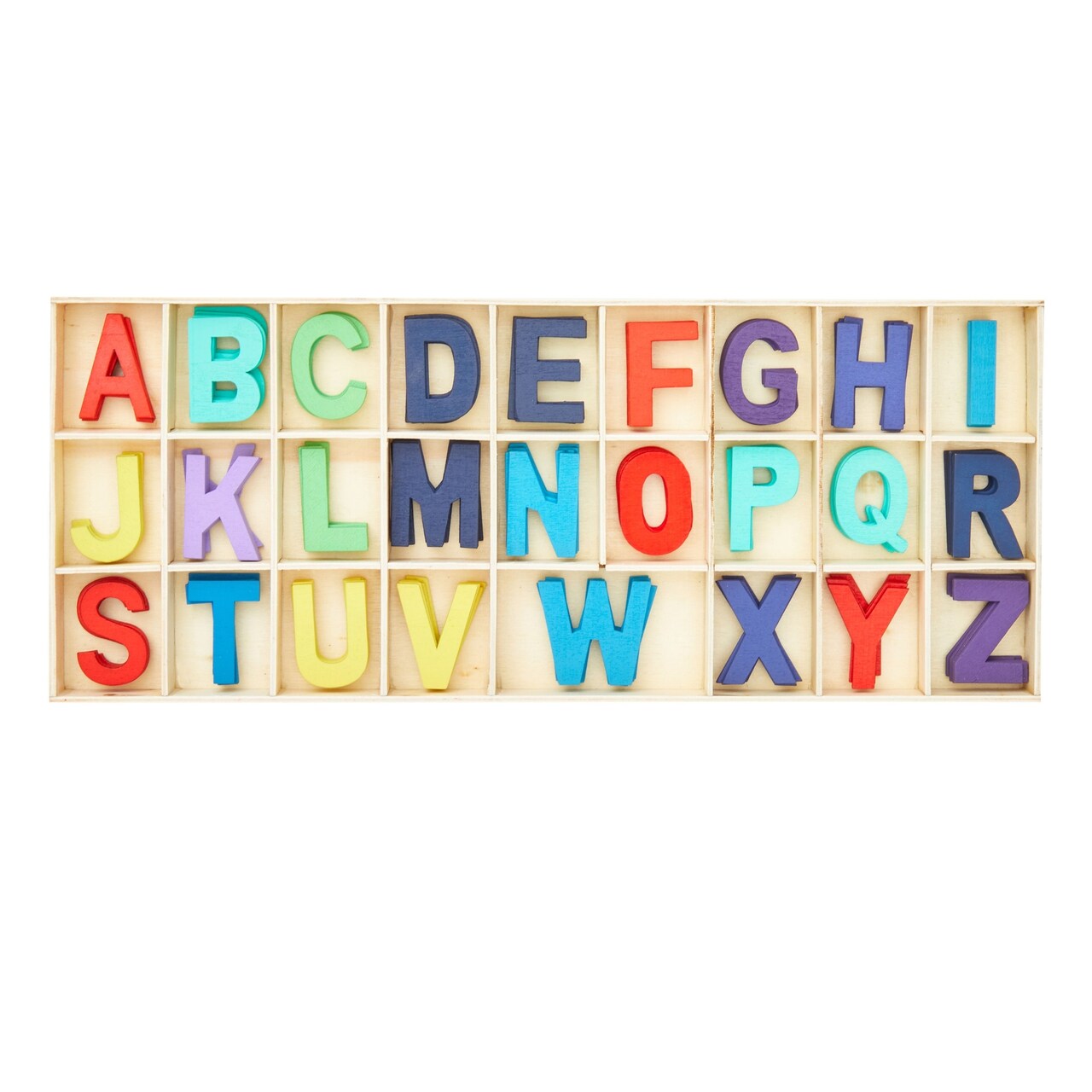 130 Pieces 1-Inch Wooden Alphabet Letters for Arts and Crafts, 5 Sets Uppercase ABCs with Sorting Tray, DIY Signs (Assorted Colors)
